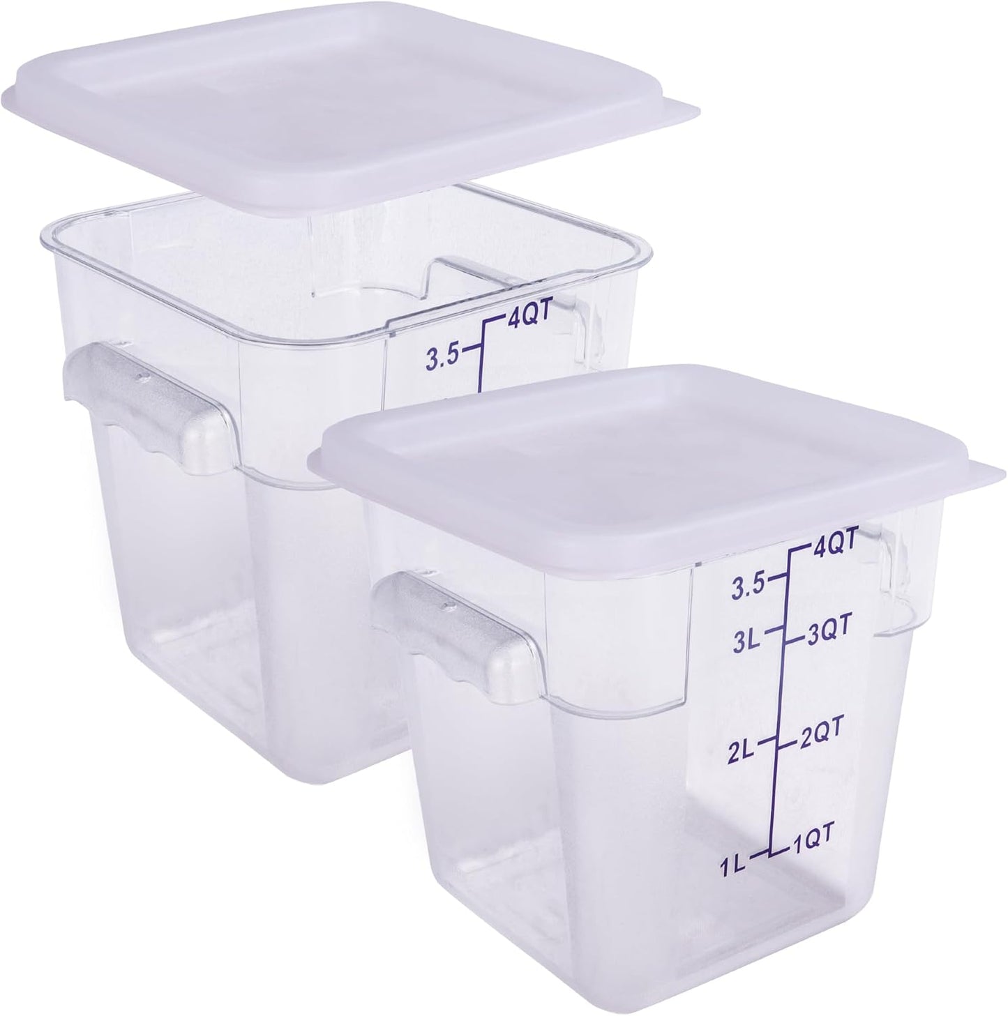 2 Pack RED Square Food Storage Container With Lid,2-12 Quart Commercial Storage Box With Scale & Handle,Cake Making,Dough Marinating Meat,Kitchen Supplies (4 Quart)