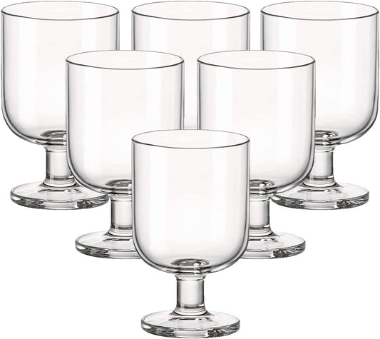 Bormioli Rocco Hosteria Set Of 6 Stackable Wine Glasses, 5.5 Oz. Goblet, Clear Tempered Glass, Made In Italy.