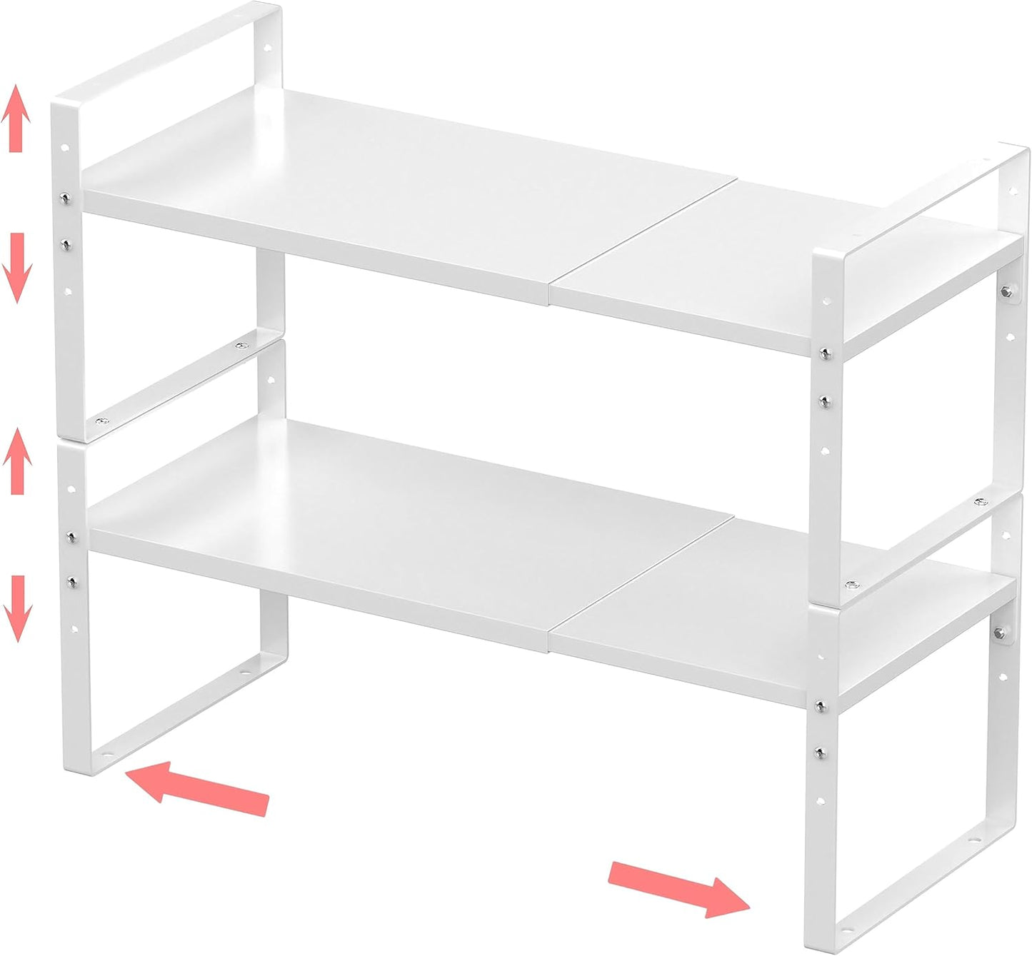 Expandable Stackable Spice Rack Cabinet Shelf Organizer in Cabinets Shelves Kitchen Cupboard Organization Stack up Racks Pantry Countertop Storage Large/White 2 Packs