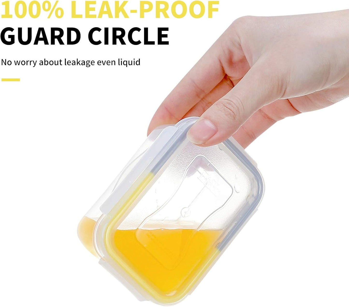 KIGI 4 PACK 6OZ Small Plastic Food Storage Container Set Portion Control Mini Bento Box Leaf-proof To-go Container with Lids