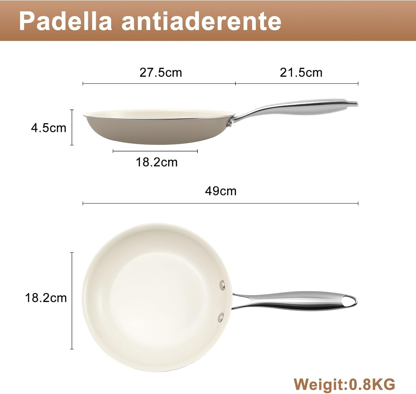 10.25 Inch Ceramic Nonstick Frying Pan Skillet - PFAS-Free, Non-Toxic, Oven Safe & Induction Ready, Aluminum Cookware with Stainless Steel Handle