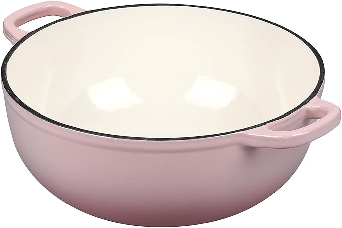 Enameled Cast Iron Dutch Oven Pot with Lid for Sourdough Bread Baking, Bread Dutch Ovens, Cooking Pots, 5 Quart, Pink