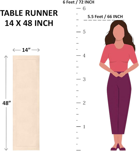 Solino Home Linen Table Runner 48 Inches - 100% Pure Linen Cornflower Blue and White Short Table Runner 14 x 48 Inch Ideal for Dresser and Coffee Tables - Contempo