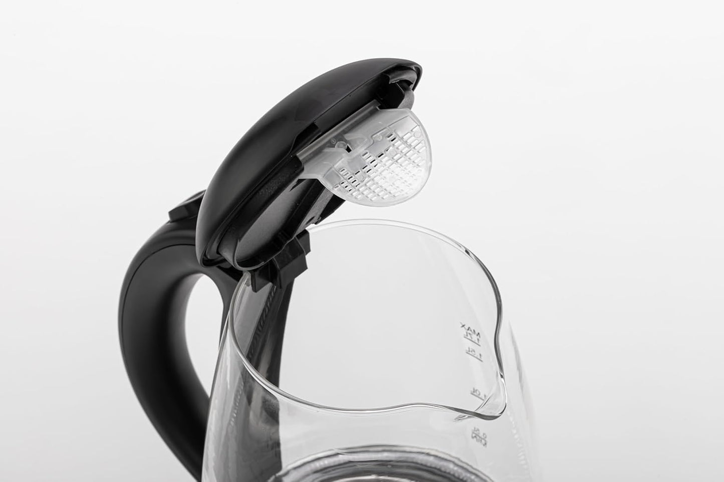 Glass Kettle (Black) for Boiling Water, Hot Water Boiler, Wide Opening & Automatic Shut Off, Easy Clean Wide Opening,Coffee & Tea Kettle
