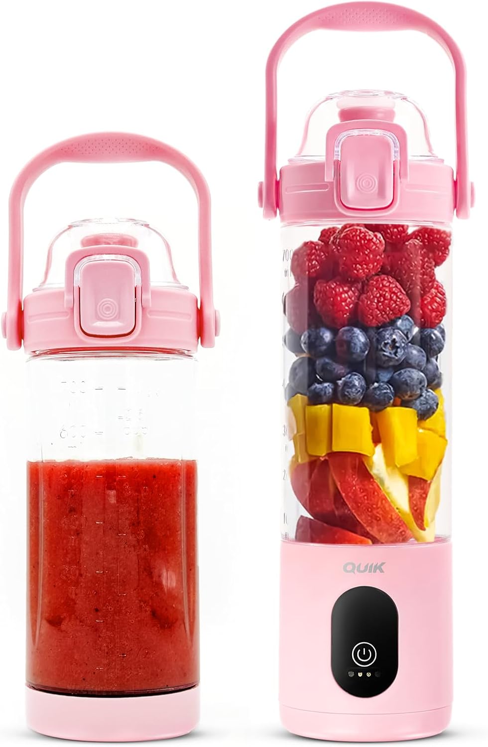 Portable Blender - Cordless 24oz. Personal Blender for Shakes and Smoothies, Licuadora, BPA Free - Ice Crush, Dishwasher safe parts, Waterproof, Triple Batteries, Juicer Cup (Pink)
