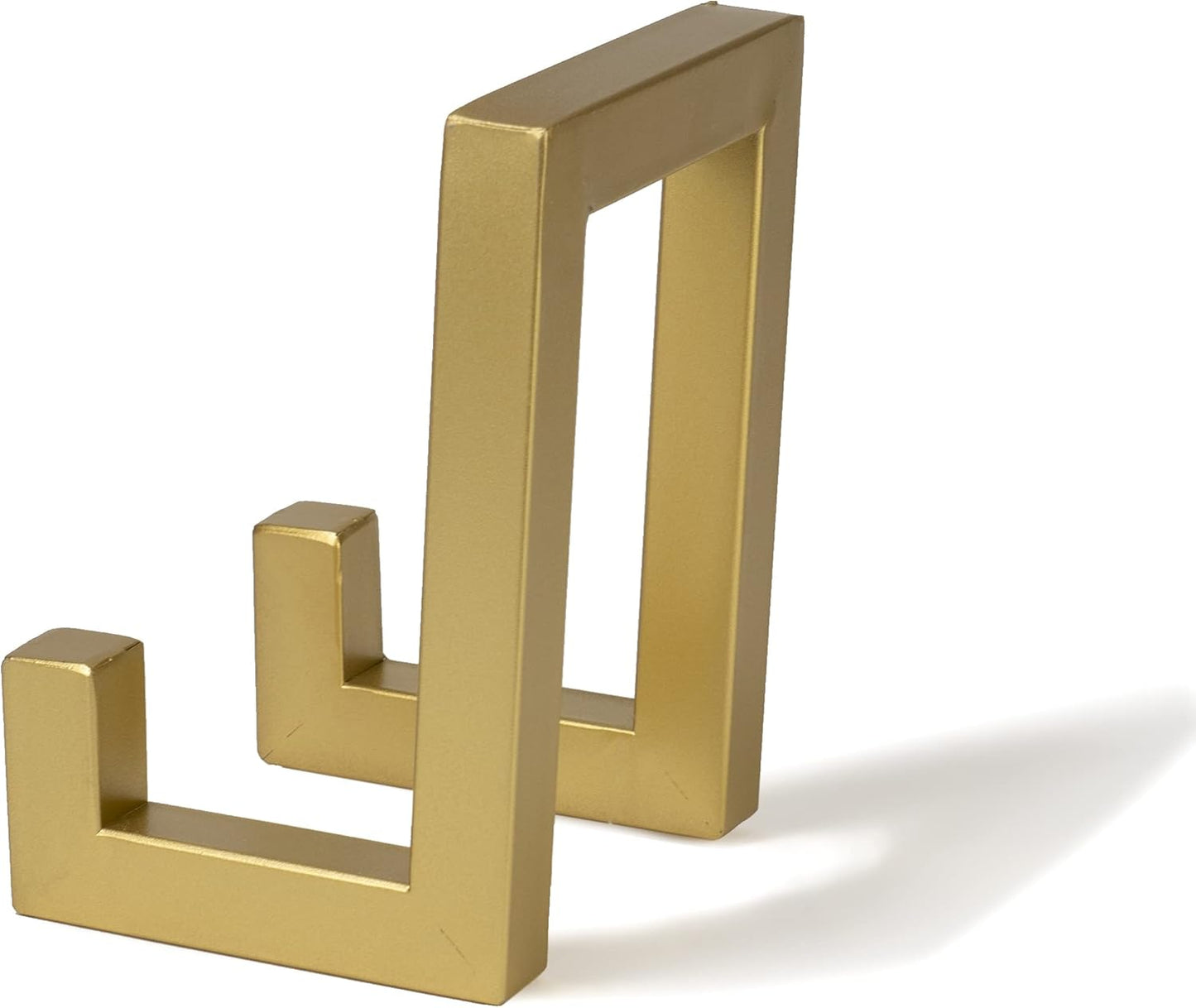 Red Co. 8” Tall Industrial-Style Metal Photo Frame Holder & Plate Display Stand Easel, Matte Gold