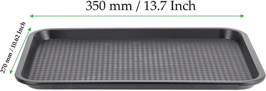 15 Pack 14 x 10 Inch Black Fast Food Tray, Large Rectangular Restaurant Serving Trays, Plastic Cafeteria Trays School Lunch Trays