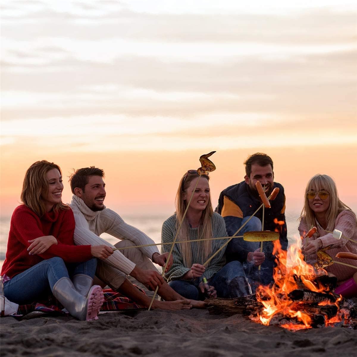 240 PCS Smores Sticks 36" Long 5mm Thick, Marshmallow Roasting Smore Sticks Bamboo, Disposable Marshmellow Sticks Camping Heavy Duty SMores Skewers for Outdoor Fire Pits Campfires Hot Dog Sausage