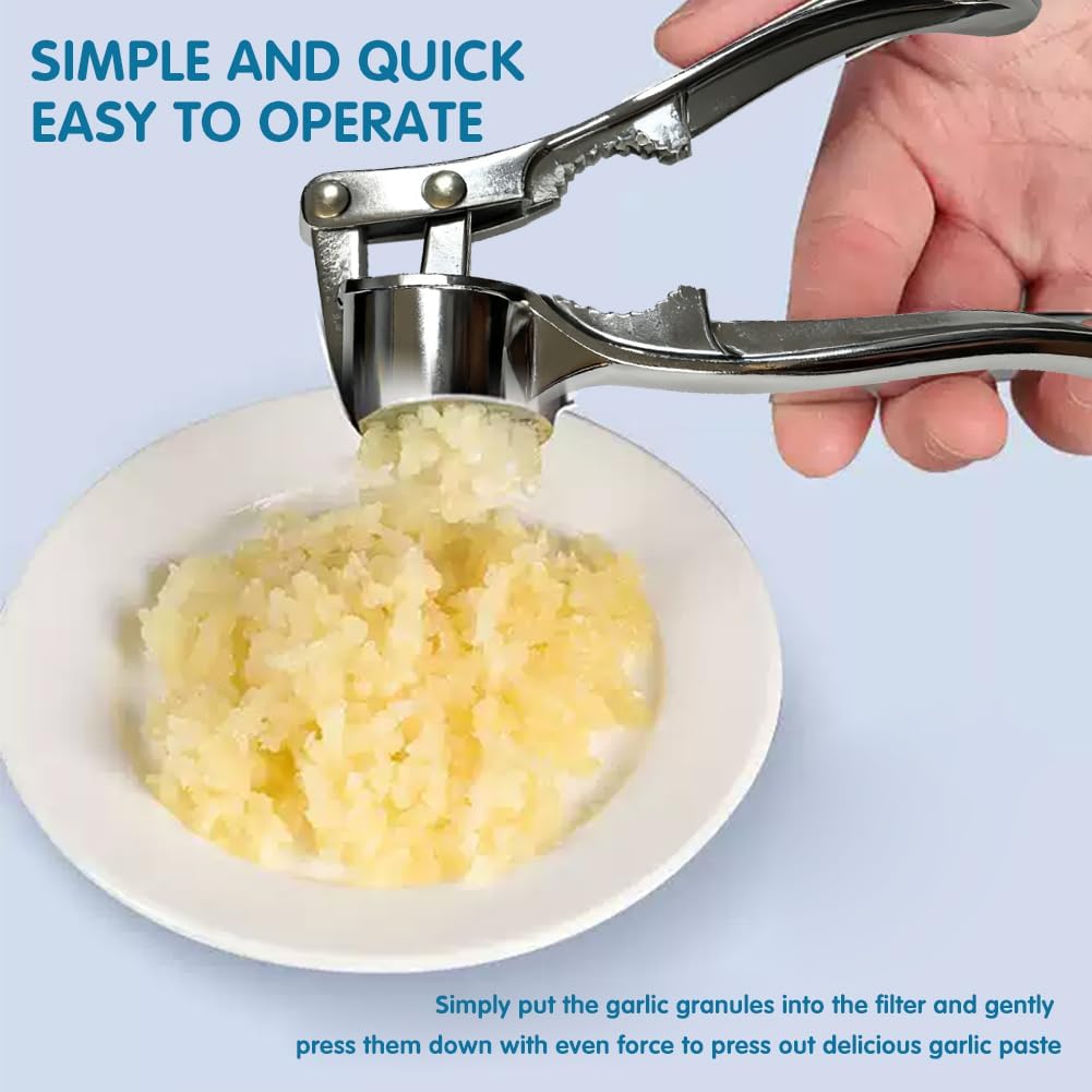 1 Pack Garlic Press, Heavy-Duty Rust-Resistant Garlic Mincer & Crusher with Ergonomic Handle, Easy Squeeze, Easy Clean, Dishwasher Safe