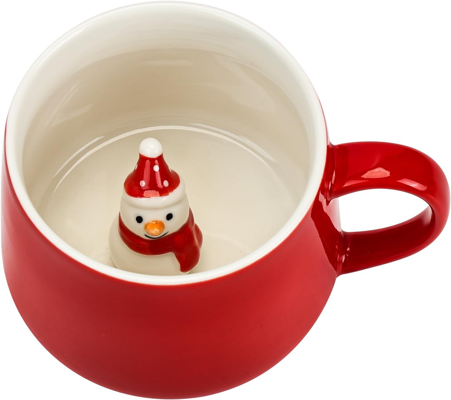 Surprise 3D Coffee Mug Animal Inside 12 oz with Snowman,Cute Cartoon Handmade Ceramics Cup,Christmas Birthday Surprise for Friends Family or Kids (Snowman)