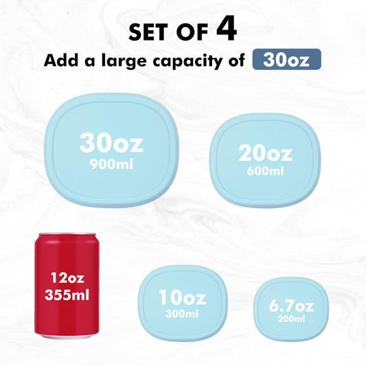 Anatole Silicone Food Storage Containers 4 Pcs Lunch Bento Box with Lids Leakproof Dishwasher Microwave Oven Freezer Safe BPA Free CPC Certified (30oz 20oz 10oz 6.7oz)