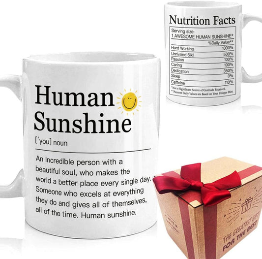 Human Sunshine Coffee Mug Gifts for Women/Boss Lady Gifts/Teacher Nurse Mom Coworker Mug Gift 11OZ / Boss Day Gift