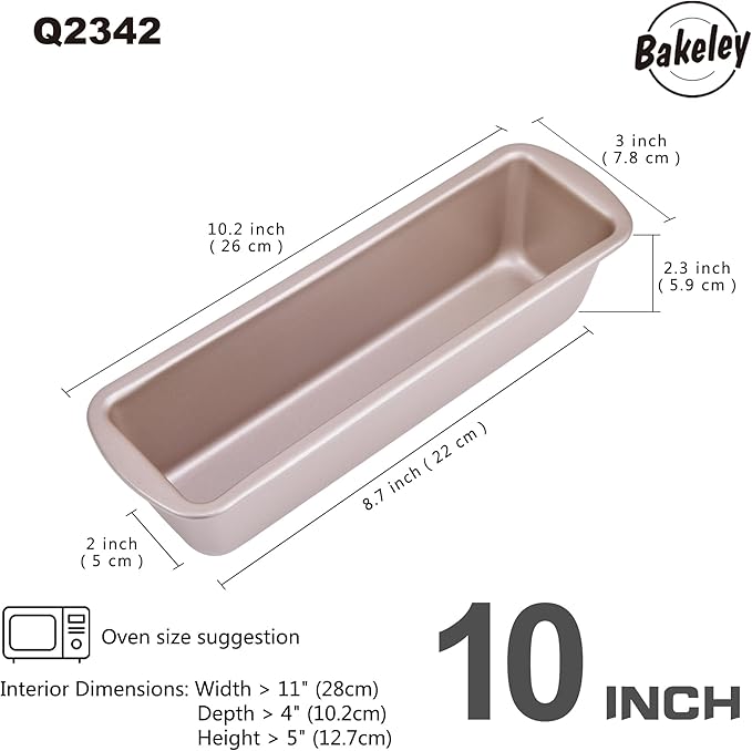 Rectangle Mini Banana Bread Loaf Pan Set, 2Pcs, 10-Inches, Mini Loaf Pans for Baking Bread, Non-Stick Carbon Steel, Bakeware for Oven Baking(Champagne Gold, 10.2" x 3.2" x 2.3")