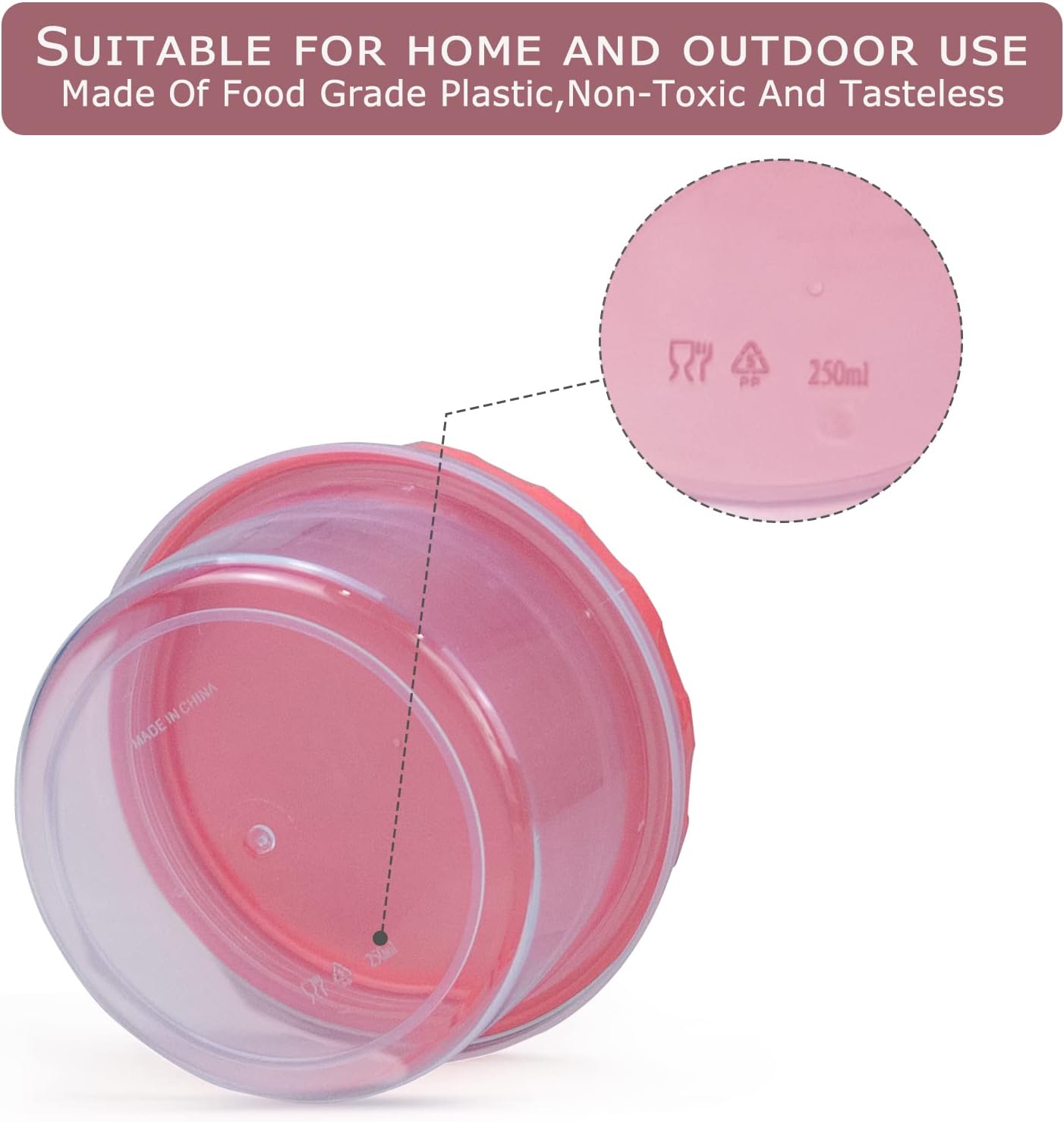 8 Ounce reuseable small plastic freezer storage container jars with screw lid for food snacks lunch(16Pcs, Red)