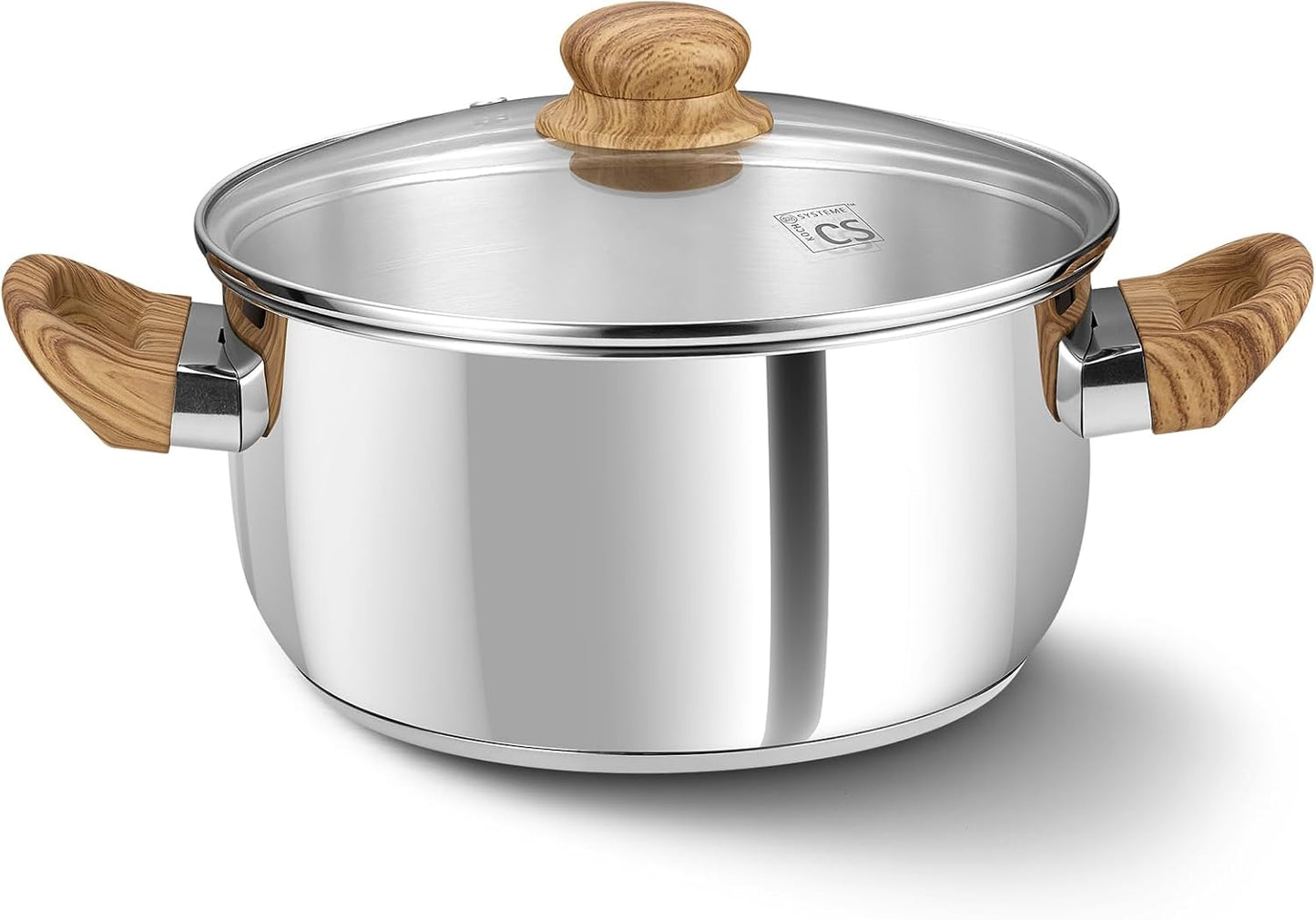 KOCH SYSTEME CS Stainless Steel Pot - 4 Quart Induction Stainless Steel Stock Pot with Lid for Pasta, Soup, Spaghetti, Steel Soup pots with Heat-Resistant Bakelite Double Handle, Dishwasher Safe
