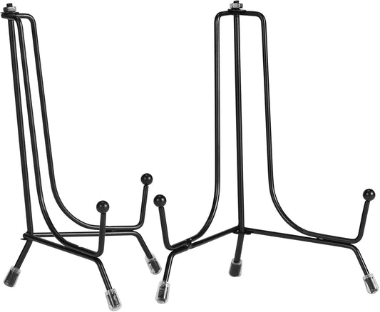 2 Pack Improved Anti-Slip Plate Stands, 6 Inch Black Iron Display Stands for Frames, Pictures, Photos, Books, Decorative Plates and Artworks