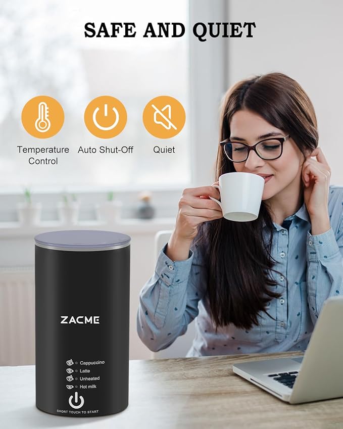 ZACME Milk Frother, 4 in 1 Electric Milk Steamer, Automatic Hot and Cold Foam Maker and Milk Warmer for Coffee, Latte, Cappuccino,Hot Chocolate, Macchiato