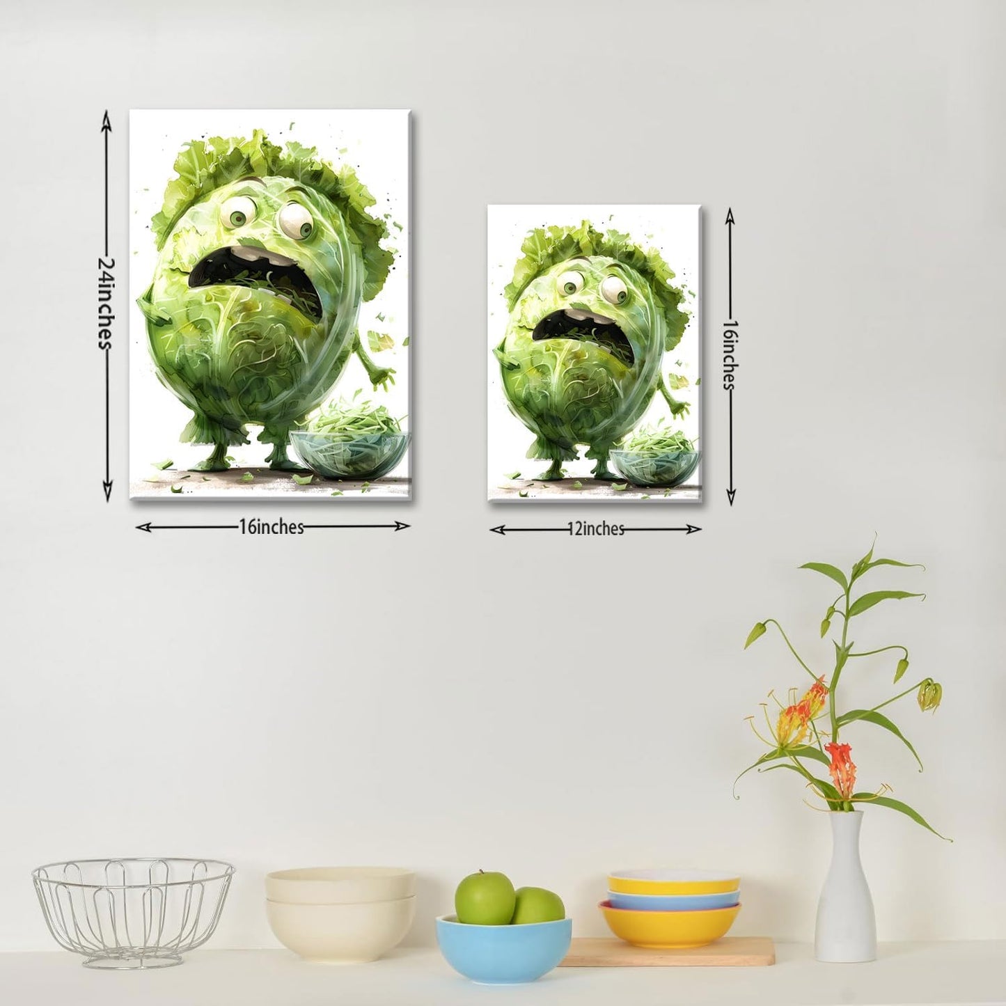 OIQArtOIQ Funny Kitchen Wall Art, Weird Kitchen Wall Decor, Vegetable Paintings Cool Postsers, Food Art, Eclectic Decor Dining Room, Chef Canvas Wall Art Print Artwork, Pickle Pictures