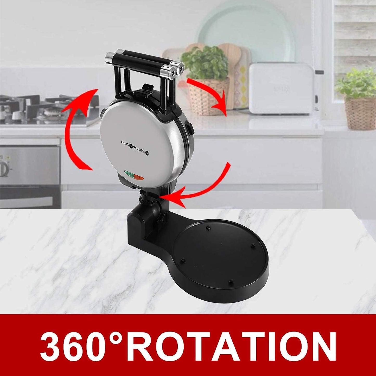 3-in-1 Waffle, Omelet, Egg Waffle Maker, 3 Removable Nonstick Baking Plates, Upgraded 360 Rotating Belgian Maker