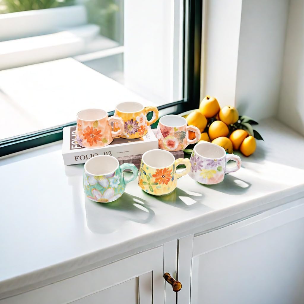 13oz ceramic mug, enlarged and thickened breakfast cup, suitable for spring, summer, autumn and winter, hand-painted cup, a personalized gift for girlfriend.