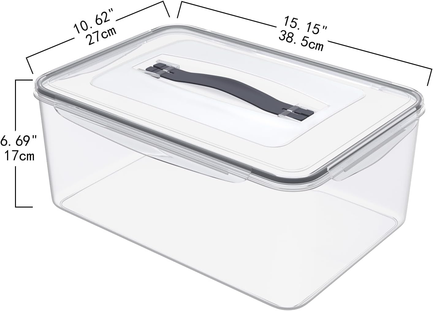 6 Pack 15 L/63Cup Large Airtight Food Storage Containers with lid, Plastic Kitchen Fridge Pantry Organizers for Bread, Pet Food, Dry Food, Proof Dough, BPA Free