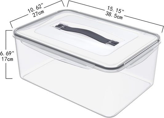 6 Pack 15 L/63Cup Large Airtight Food Storage Containers with lid, Plastic Kitchen Fridge Pantry Organizers for Bread, Pet Food, Dry Food, Proof Dough, BPA Free