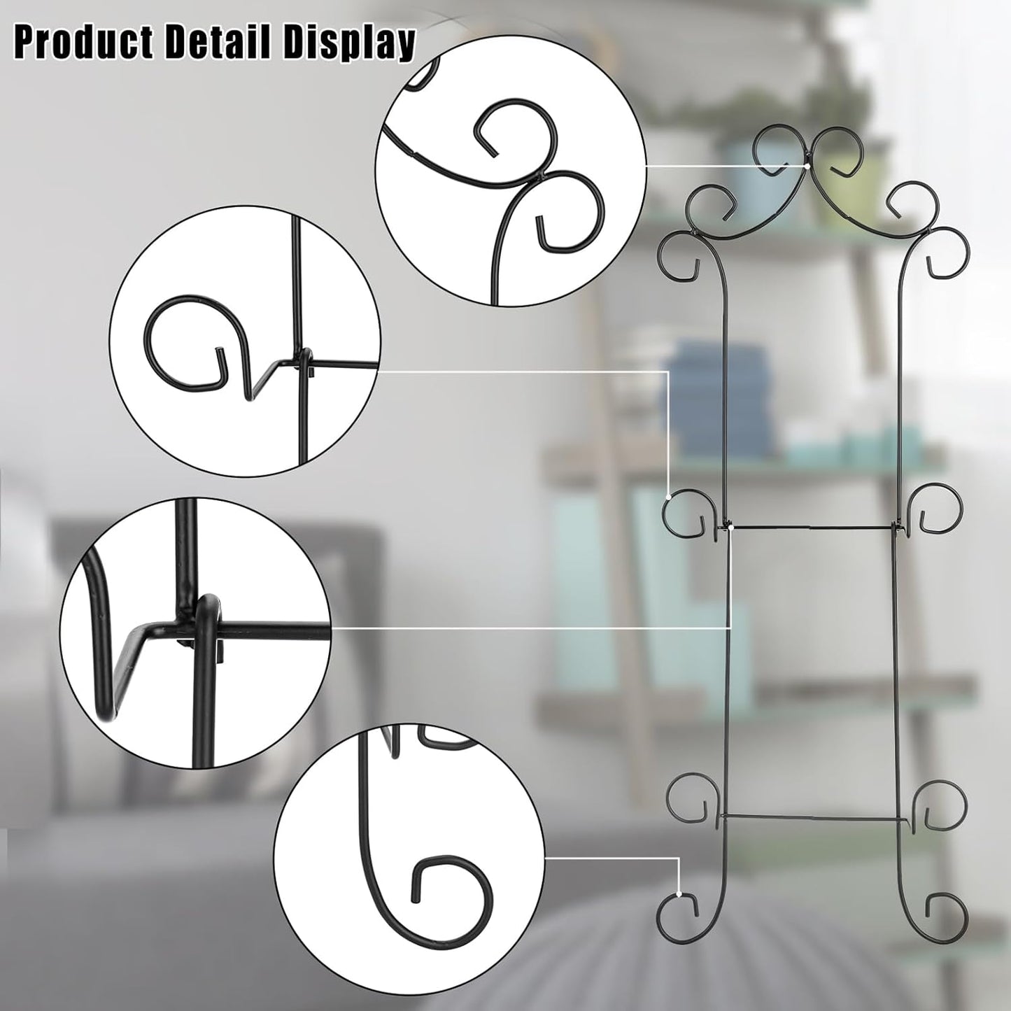 Kokone Plate Hangers for Wall,Metal Plate Rack for Wall,2-Tier Wall Plate Hangers for Plate Up To 8 Inch,Detachable Plate Wall Hangers for Plates Platters Plaques Dishes Artwork Display