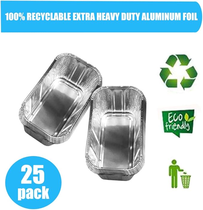 25 Pack Foil Drip Pan Liners for Char Griller 8128 8036 8536 Flat Iron Griddle Gas Grills, Compatible with CharGriller Flatiron Griddle Grease Cup Liners, Aluminum Pans Disposable 7" x 4.2"