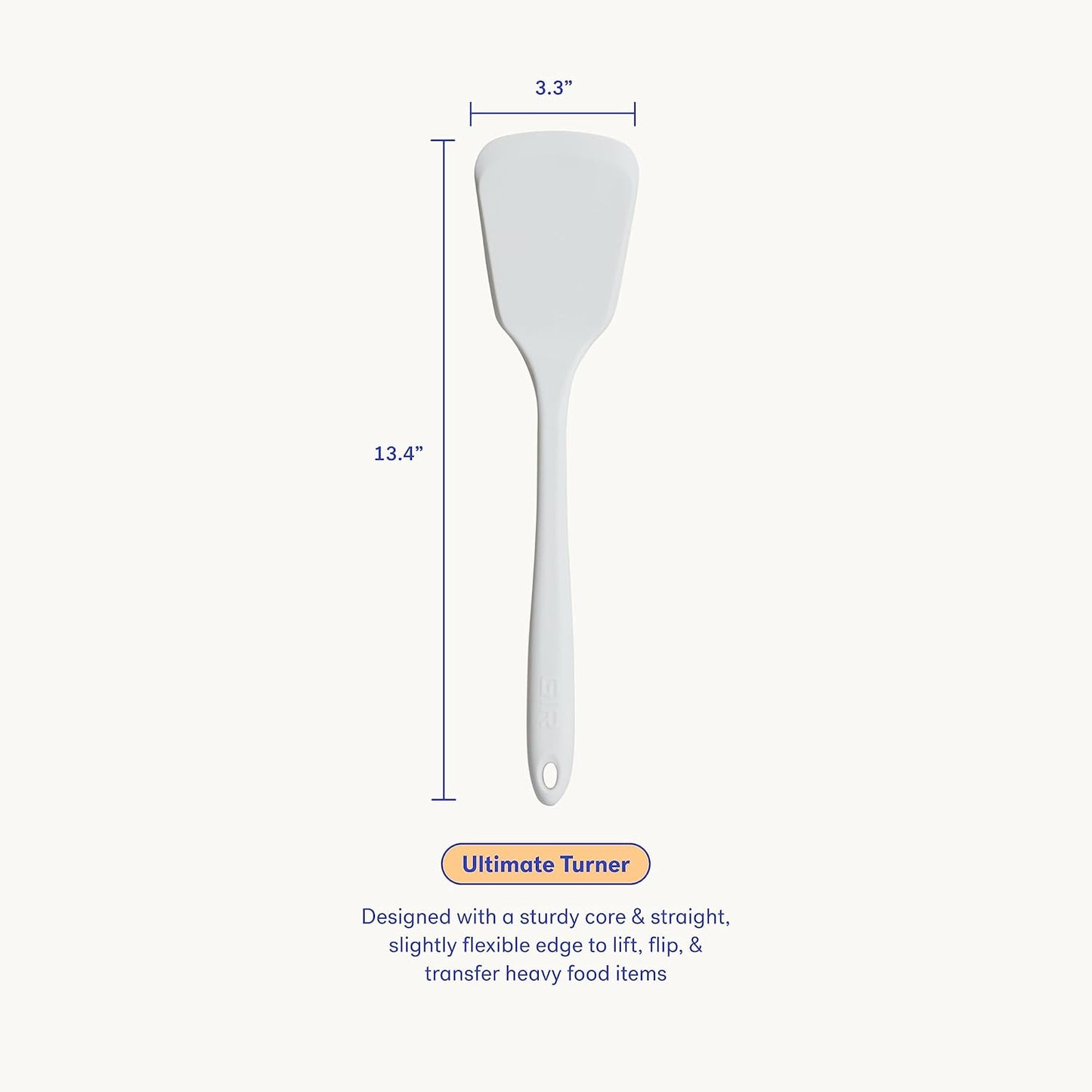 GIR: Get It Right Silicone Turner Spatula - Non-Stick & Heat Resistant - Silicone Spatula for Cooking & BBQs - Lifts, Flip, and Transfer Food Items - 13 Inch, Studio White