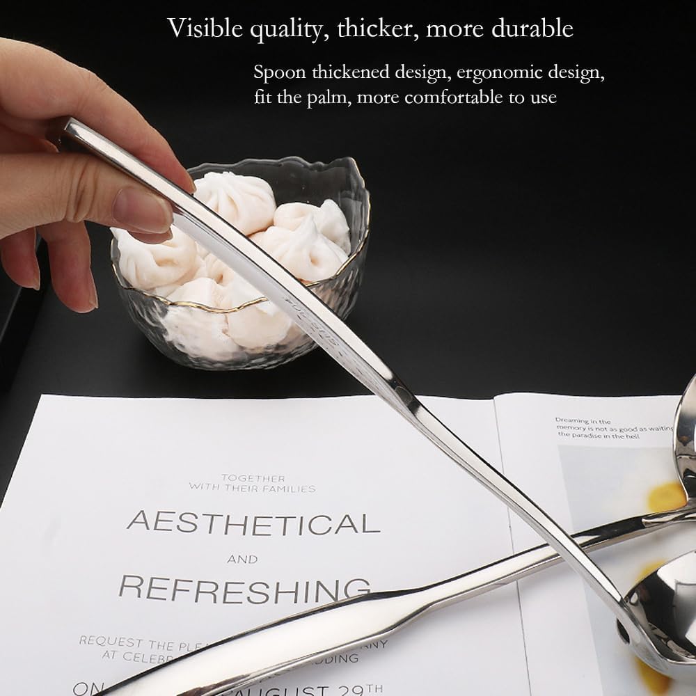 Soup Ladle 304 Stainless Steel Heavy Ladle with Pour Spout for Soups, Serving, Cooking, Stews and More 11.8 inch 1-Piece(Colour:Silver)