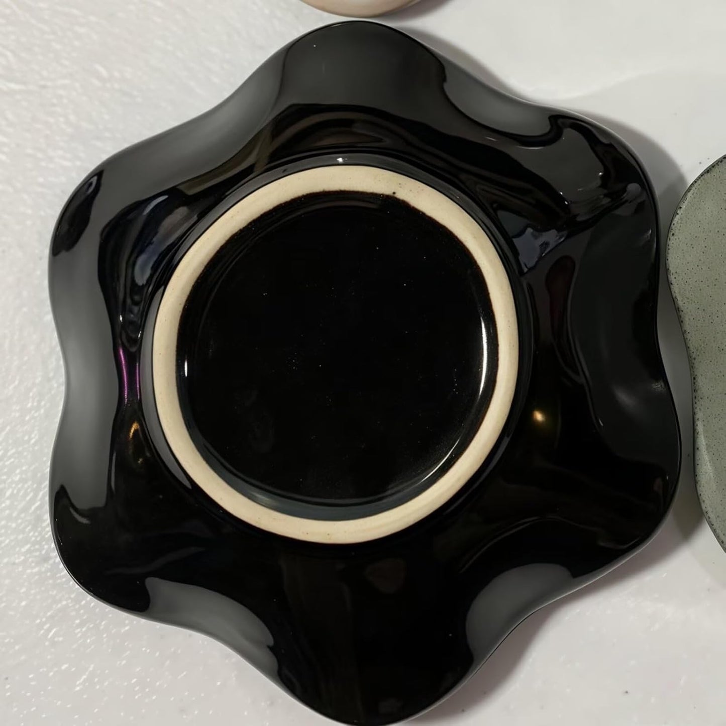 2Pcs Ceramic Jewelry Dish - Lotus Leaf Shape, for Ring Holder Necklace Small Key, Suitable for Mother Friend Sister, Gifts for Women, Cute Plate Trinket Tray, Home Decor (Blue-2PCS)