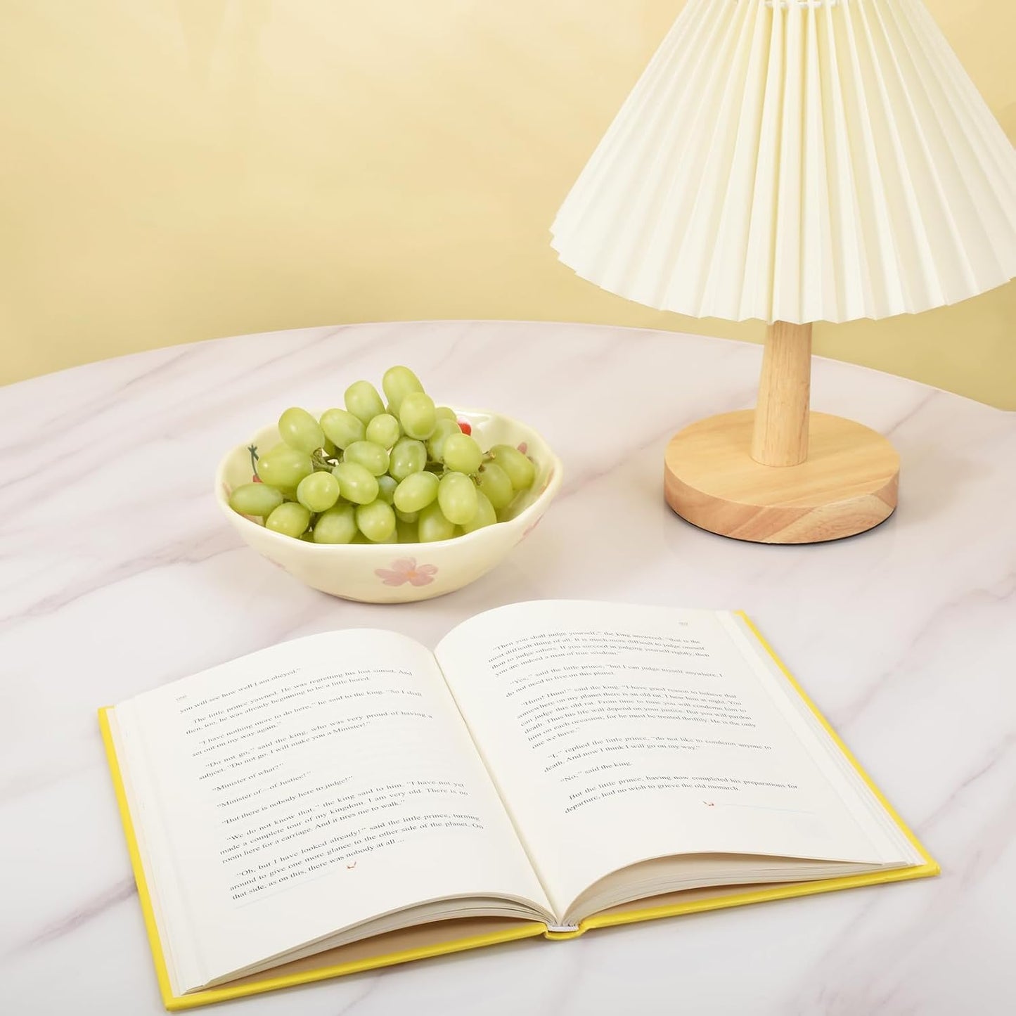 Koythin Salad Bowls Set of 2, Cute Cherry Flower Ceramic Bowls, Cream Yellow Serving Bowl for Pasta, Cereal, Fruit, Soup, Rice, Dishwasher and Microwave Safe (Cherry Set of 2)