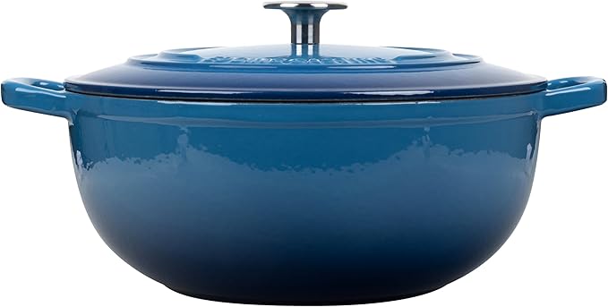 Enameled Cast Iron Dutch Oven Pot with Lid for Sourdough Bread Baking, Bread Dutch Ovens, Cooking Pots, 5 Quart, Lake Blue