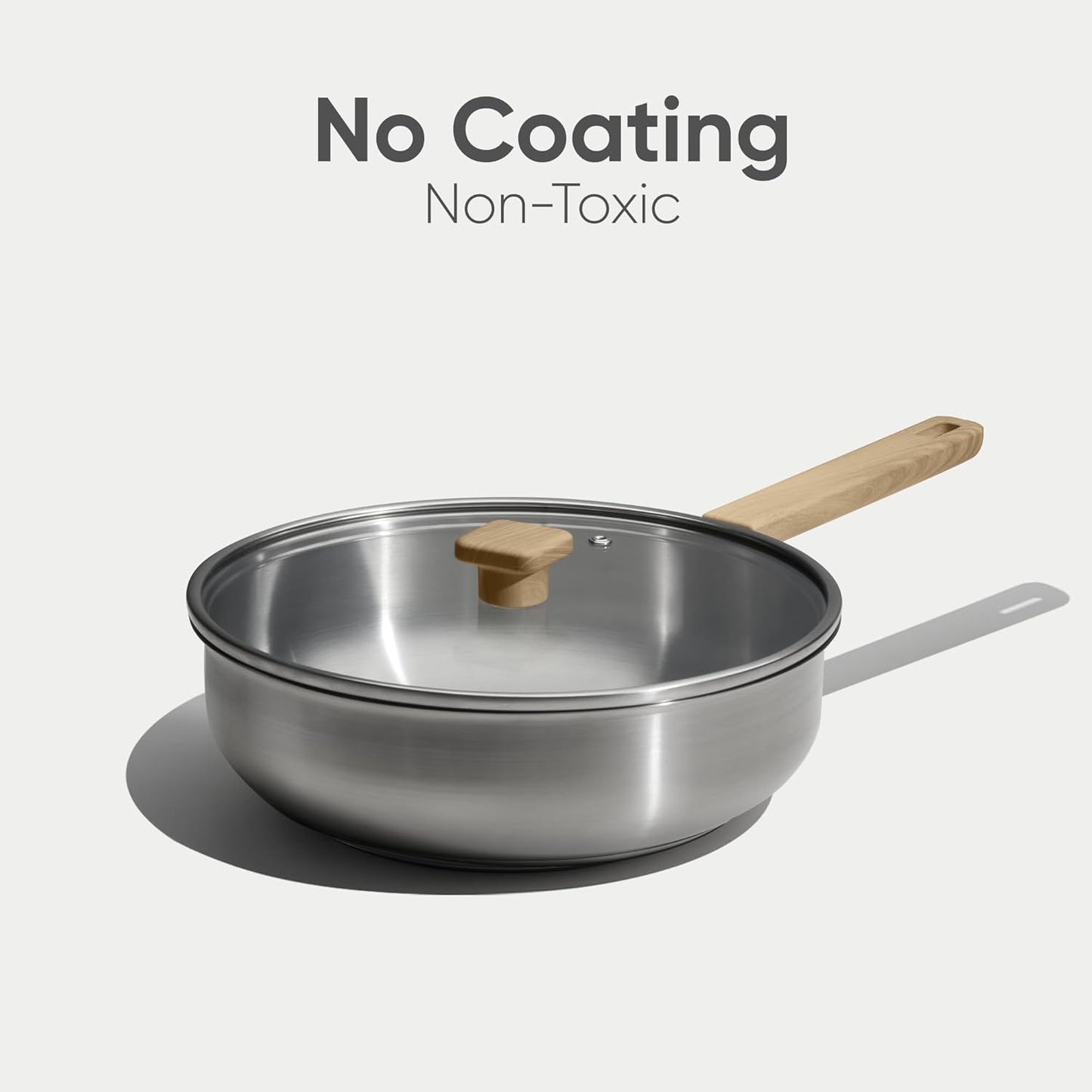 CAROTE 10" Stainless Steel Frying Pan with Lid - Non-Toxic Saute Pan, Omelet Pan - Fast & Even Heat - Induction, Ceramic, Gas Cooktops Compatible