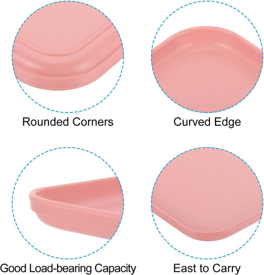 PATIKIL 9x7 Fast Food Tray, 2 Pack PP Plastic Reusable Multi-Purpose Non-Slip Rectangle Serving Tray for Cafeteria Restaurant Home Kitchen, Pink