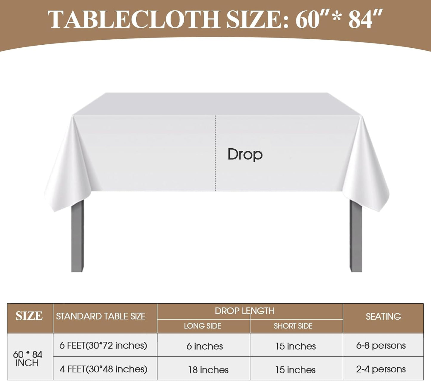 Rectangle Tablecloths 60x84 Inch 1 Pack White Tablecloth Washable Decorative Linen Polyester Table Cloths for Dining Table Banquets Buffet Parties and Wedding