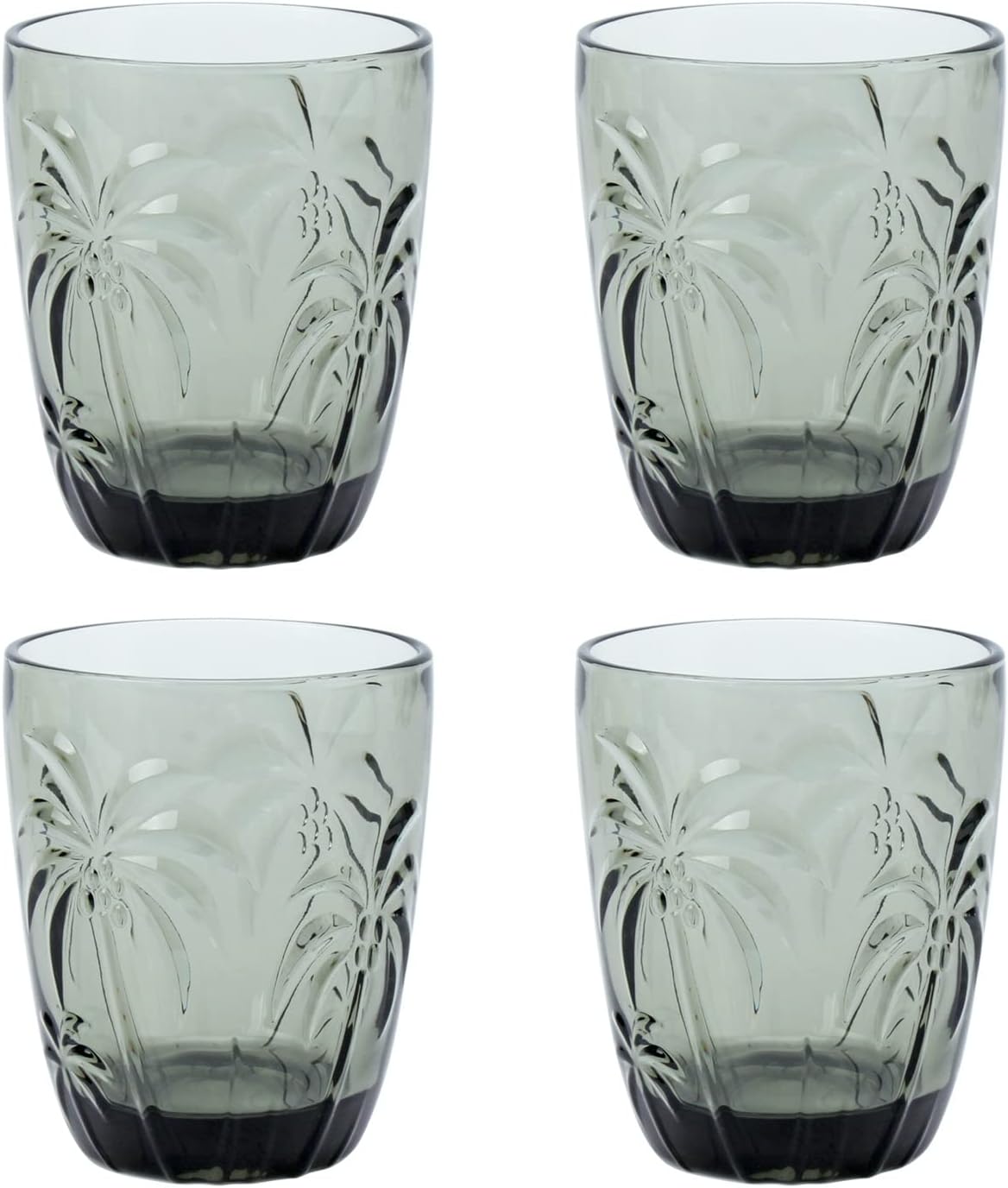 M&N HOME Set of 4 Old Fashioned Drinking Glasses, 9 Oz Cups, Glass Tumblers, Glass Cups, Water Glasses, Juice Glasses, Highball Glasses, Glassware Set - GREY SET