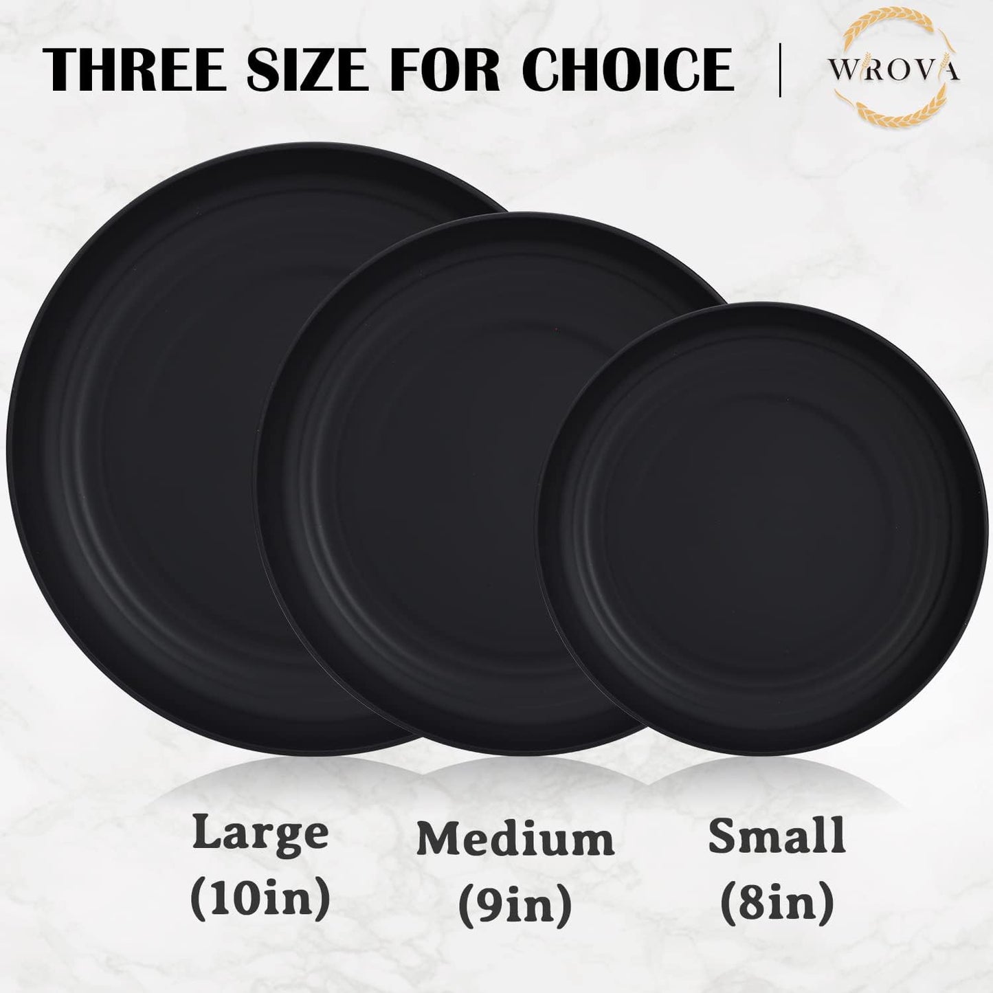Wrova Wheat Straw Dinner Plates - 9 Inch Unbreakable Set of 8 - Dishwasher & Microwave Safe Reusable Plates - Lightweight for Kitchen & Camping (Classic Series)