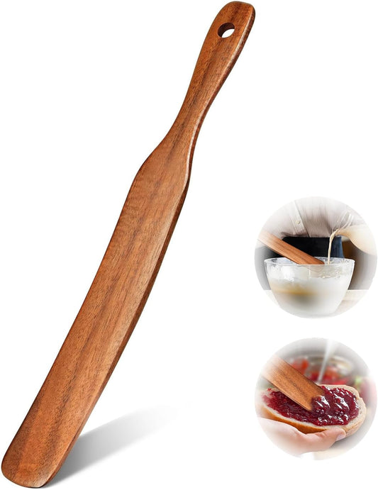 Skinny Wooden Spurtle - Wood Sourdough Spatula for Sourdough Starter，baking & cooking kitchen flour spatula spoon sourdough tools and supplies spurtle spatula icsti cooking spoons spurtle (11 Inches)