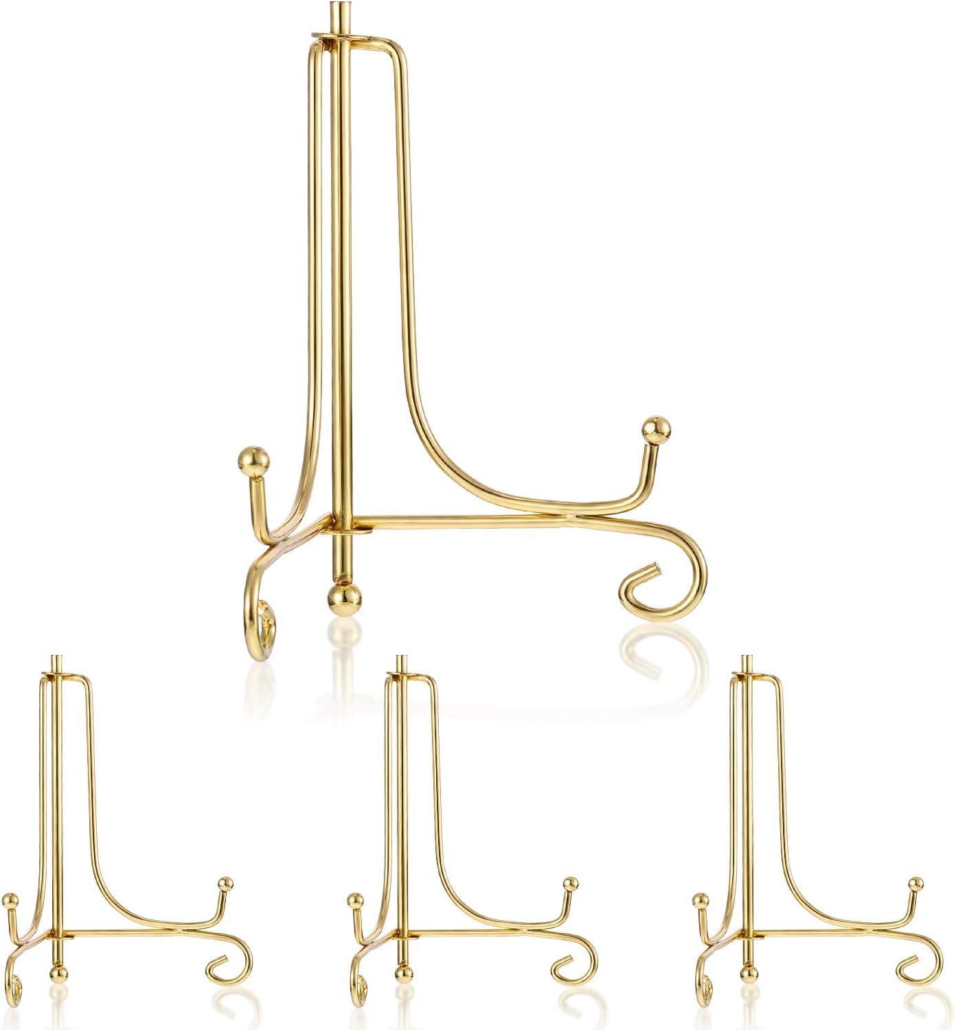 Tatuo 4 Packs Plate Stands for Display 6 Inch Plate Display Stand, Iron Easel Picture Frame Holder, Decorative Photo Holder Stand for Home Decoration (Gold, 6 Inch)