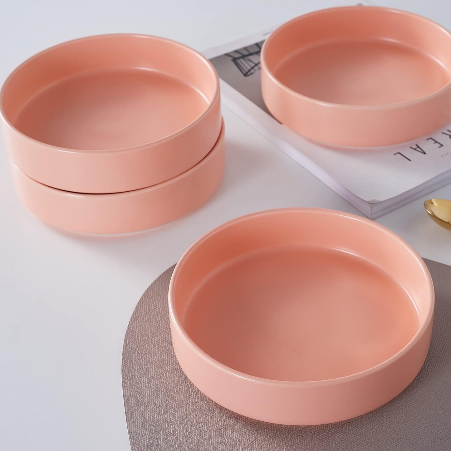 Stone lain Stella Pasta Bowl 6-Piece Set, Round, Porcelain, Peach