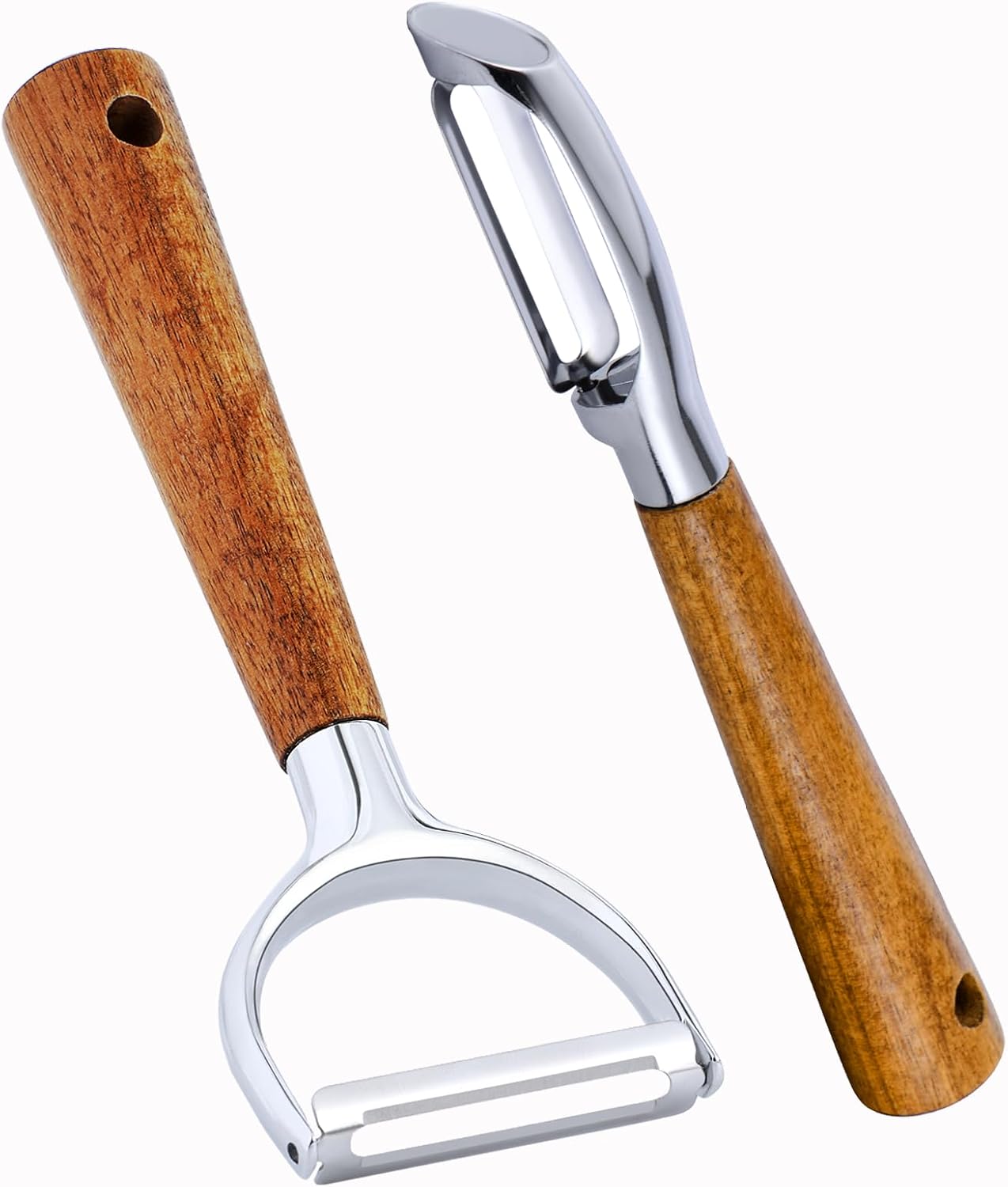 Vegetable Peeler for Potato, Apple, Fruit, Carrot, Veggie, kitchen, Y-Shaped and I-Shaped Peelers with Acacia Wood Ergonomic Non-Slip Handle(2PCS)