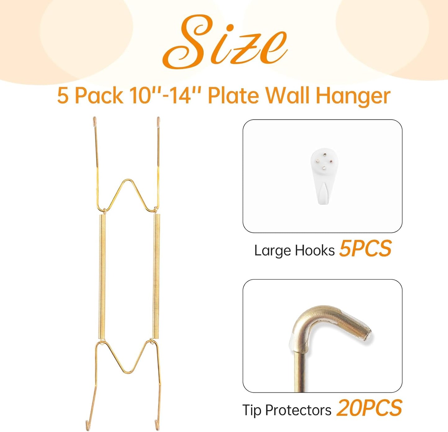 Bilillo 5 Pack Plate Hangers for the Wall, Suitable for 10-14 inch Art Plate, Stainless Steel Invisible Heavy Duty Wire Plate Holder with Wall Hooks, Plate Hangers for Displaying Plates, Platter, Dish