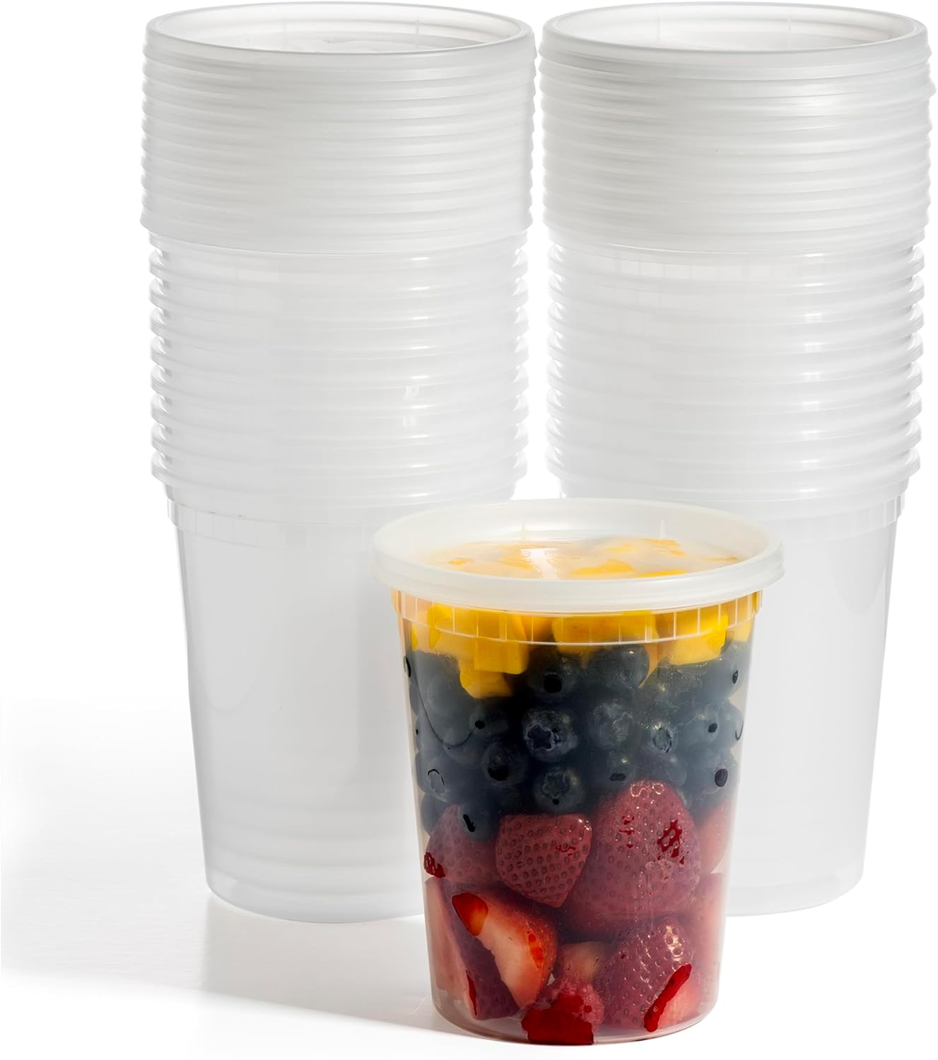 BINO | 32 Oz Deli Containers with Lids - 20 Pack | Food Storage Containers with lids | Freezer Safe, Microwaveable Plastic Containers with Lids for Meal Prep, Leftovers, Soups, Salads Takeout Catering