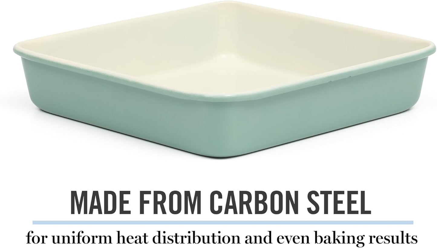 Martha Stewart Gallen 9 Inch Square Nonstick Carbon Steel Cake Pan - Teal