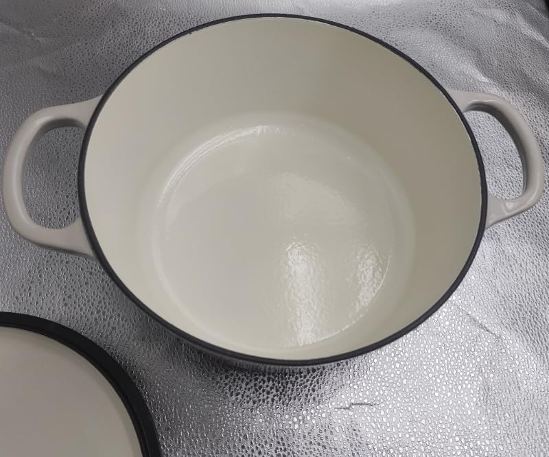 Cast Iron Dutch Oven Pot with Lid – Deep Cooking Pot for Bread, Stews, Casseroles – Oven Safe Cookware, Kitchen Essential & Wedding Gift – Compatible with All Heat Sources (Gray)