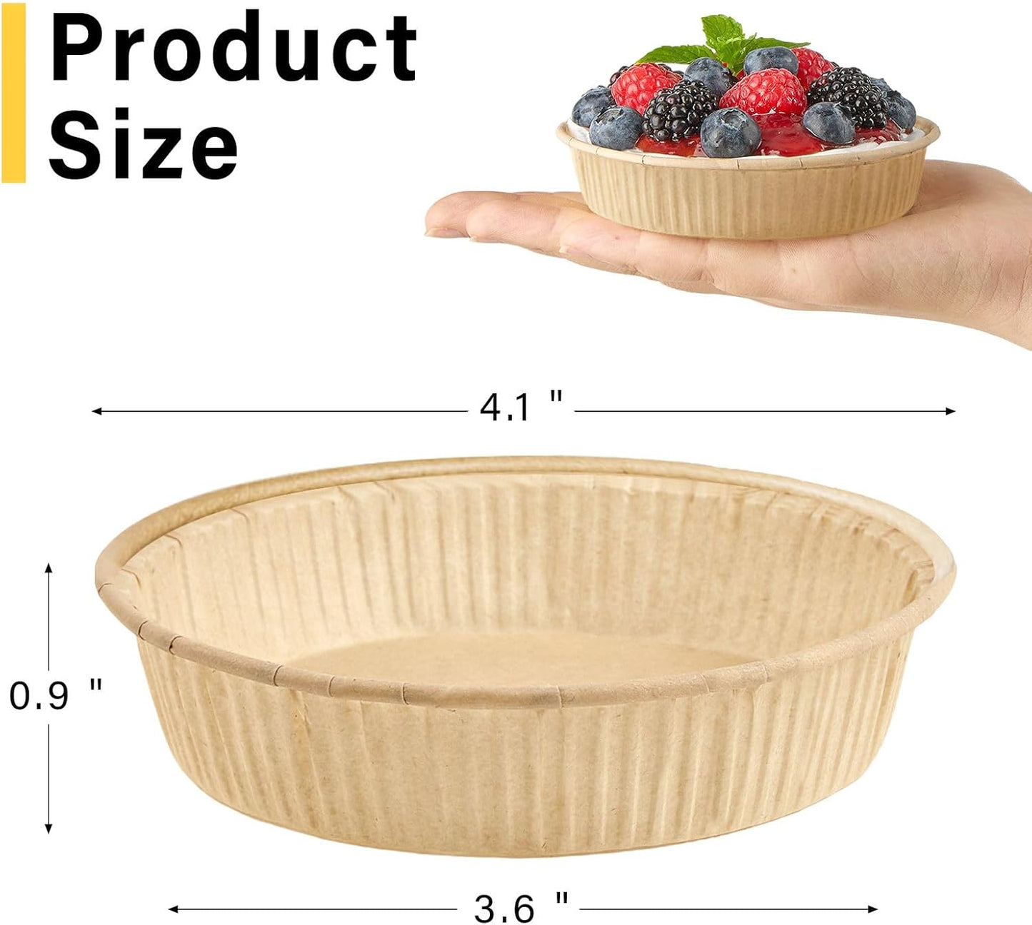 Ocmoiy 50 Pcs Mini Tart Pans for Baking, 4 Inch Disposable Paper Pie Tins for Small Pies, Tarts, Quiches, Cinnamon Rolls, Desserts