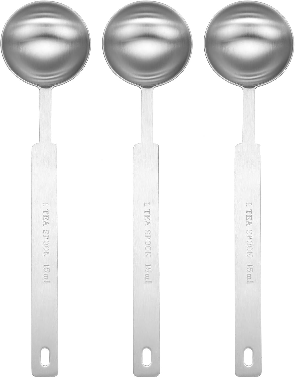 HARFINGTON 3pcs Single Measuring Spoon 3tsp (1tbsp, 15ml) Teaspoon/Tablespoon 430 Stainless Steel Single Tiny Square Bowl Measuring Spoon Long Handle Measure Scoop