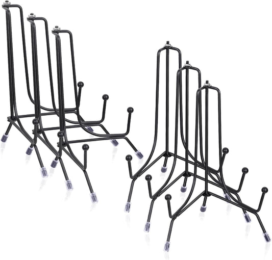 6-Pack Upgraded Anti-Slip Plate Stands for Display, 6 Inch Decorative Iron Plate Holders, Easel, Frame, Book, Card, Plaque, Picture Display Stands