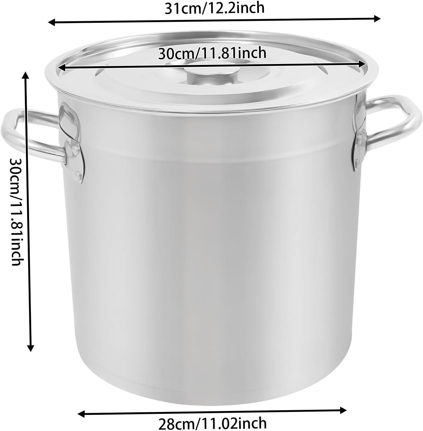 Stock Pot with Lid, 304 Stainless Steel Big Pots for Cooking, 22 Quart Stockpots with Hanging Lid and Handle, Anti-Corrosion, Anti-Rust, Used for Induction Stoves, Gas Stoves, Electric Stoves